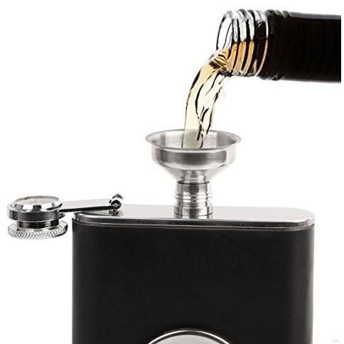 Ivation Hip Flask Shot Flask 8oz Stainless Steel & Genuine Leather