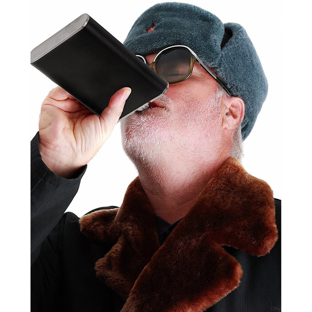 Ivation Hip Flask Shot Flask 8oz Stainless Steel & Genuine Leather