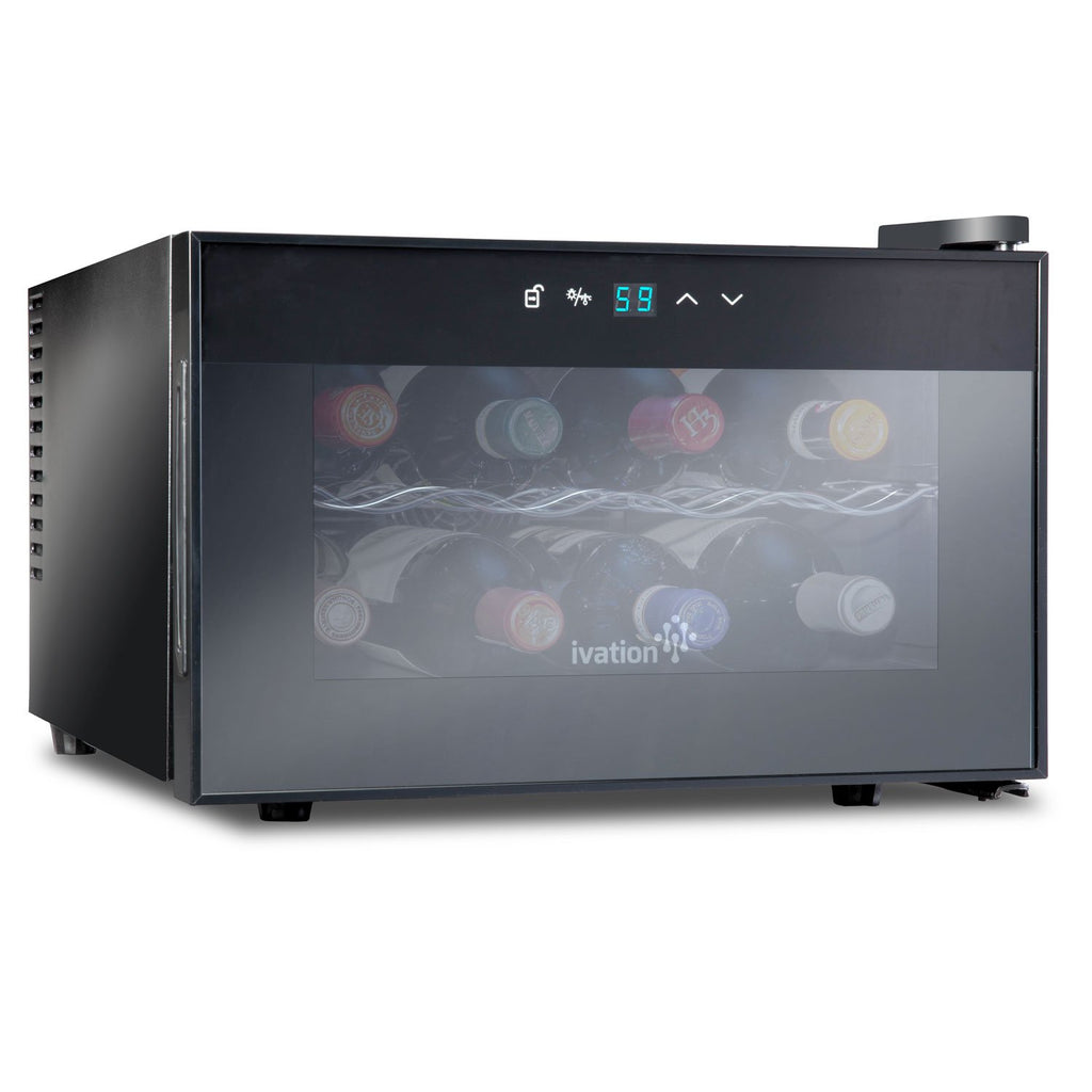 Ivation 8 Bottle Thermoelectric Wine Cooler, Horizontal Freestanding Wine Fridge, Black